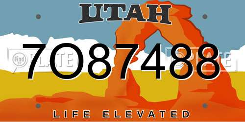 7O87488 Utah License Plate