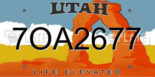 7OA2677 Utah License Plate