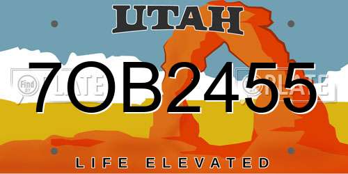 7OB2455 Utah License Plate