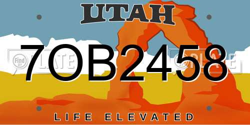 7OB2458 Utah License Plate