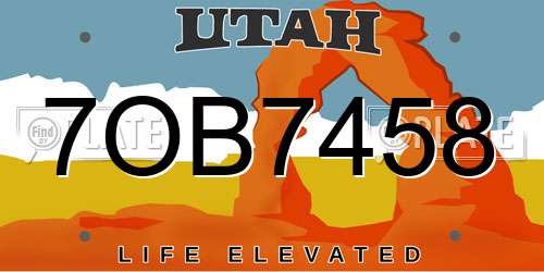 7OB7458 Utah License Plate