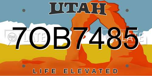 7OB7485 Utah License Plate