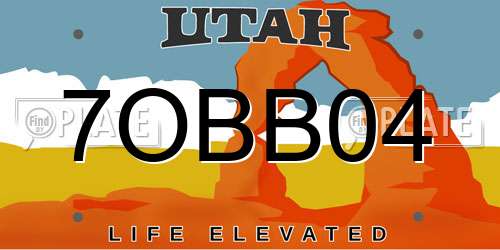 7OBB04 Utah License Plate