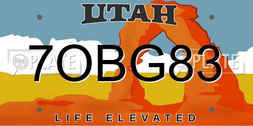 7OBG83 Utah License Plate