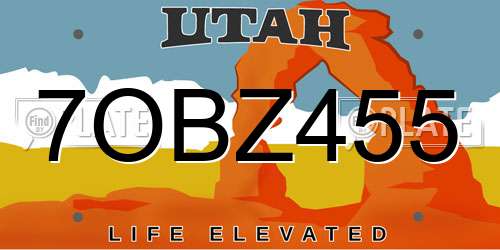 7OBZ455 Utah License Plate