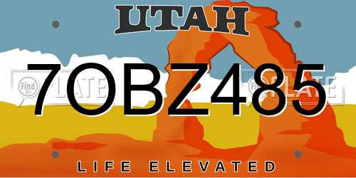 7OBZ485 Utah License Plate