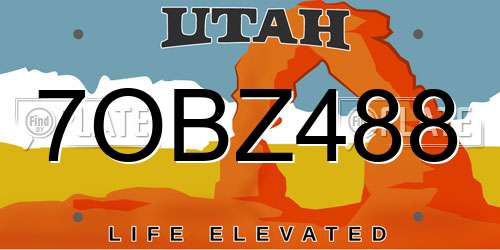 7OBZ488 Utah License Plate
