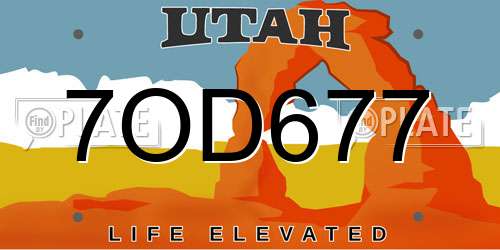 7OD677 Utah License Plate