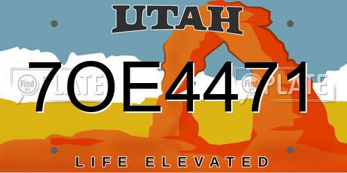 7OE4471 Utah License Plate