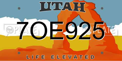 7OE925 Utah License Plate