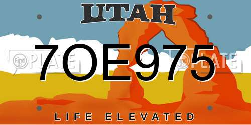7OE975 Utah License Plate