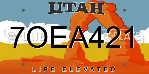 7OEA421 Utah License Plate