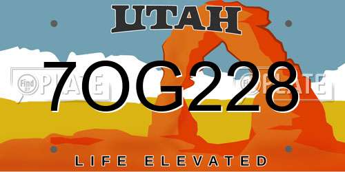 7OG228 Utah License Plate