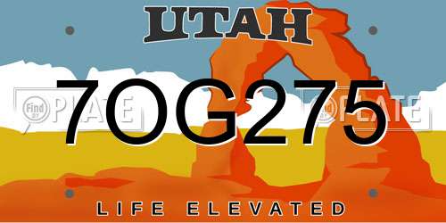 7OG275 Utah License Plate