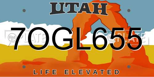 7OGL655 Utah License Plate