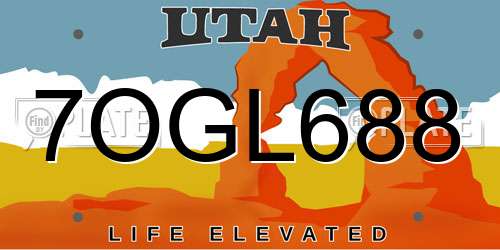7OGL688 Utah License Plate