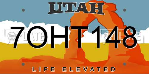 7OHT148 Utah License Plate