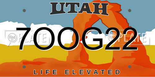 7OOG22 Utah License Plate