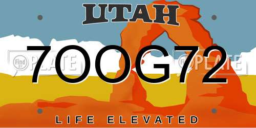7OOG72 Utah License Plate