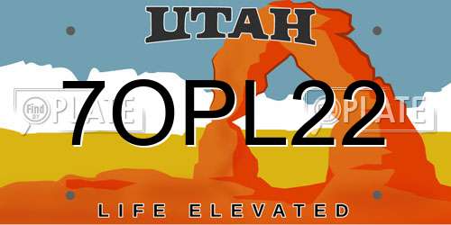 7OPL22 Utah License Plate