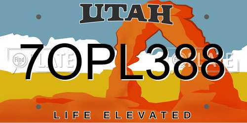 7OPL388 Utah License Plate