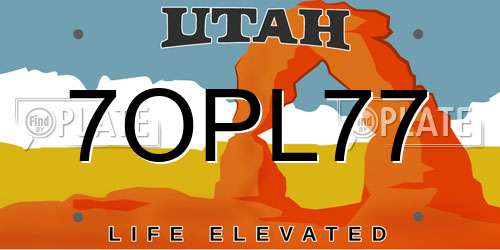 7OPL77 Utah License Plate