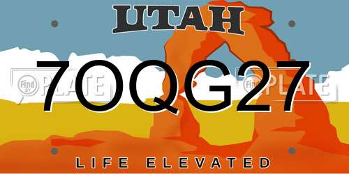 7OQG27 Utah License Plate