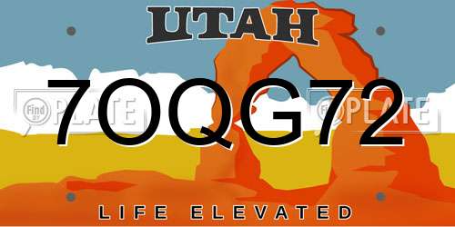 7OQG72 Utah License Plate