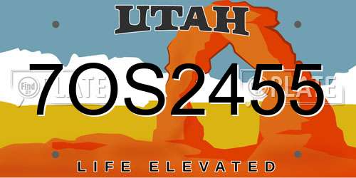 7OS2455 Utah License Plate