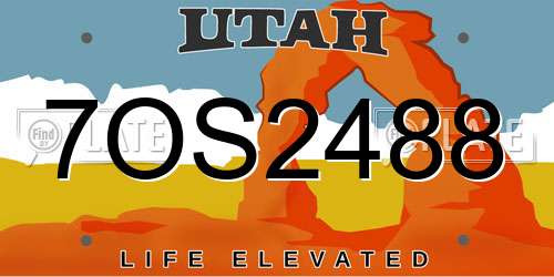 7OS2488 Utah License Plate