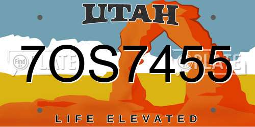7OS7455 Utah License Plate
