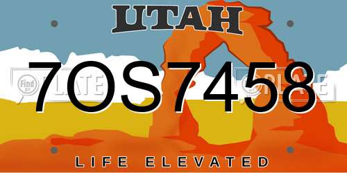 7OS7458 Utah License Plate