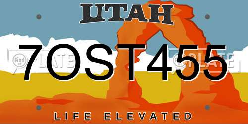 7OST455 Utah License Plate