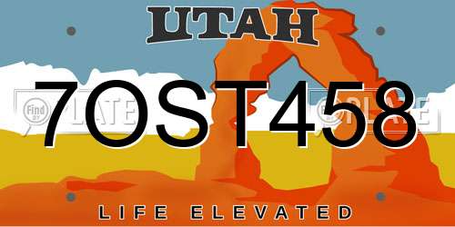 7OST458 Utah License Plate