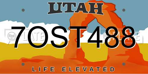 7OST488 Utah License Plate