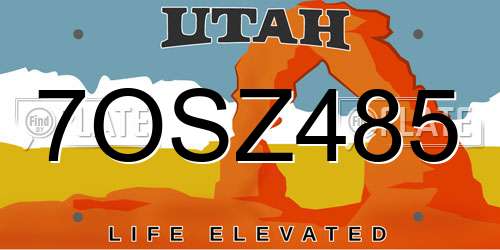 7OSZ485 Utah License Plate