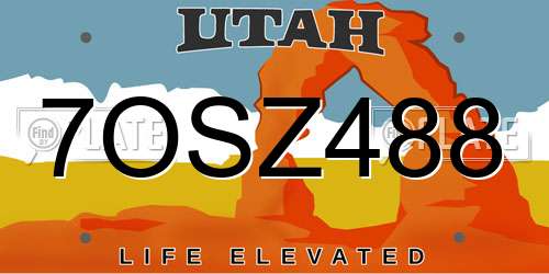 7OSZ488 Utah License Plate