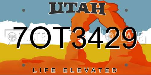 7OT3429 Utah License Plate