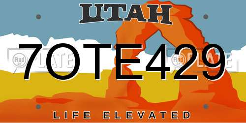 7OTE429 Utah License Plate