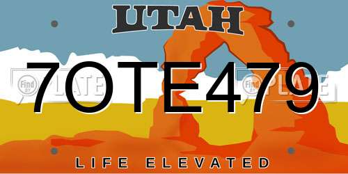 7OTE479 Utah License Plate