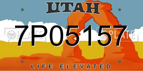 7P05157 Utah License Plate