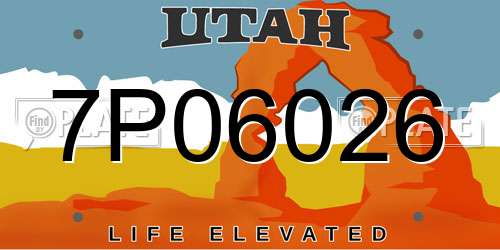 7P06026 Utah License Plate