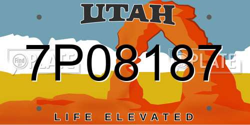 7P08187 Utah License Plate