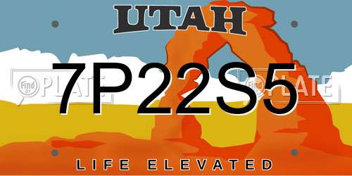 7P22S5 Utah License Plate