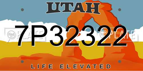 7P32322 Utah License Plate