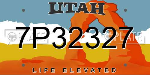 7P32327 Utah License Plate