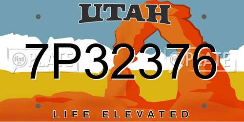 7P32376 Utah License Plate