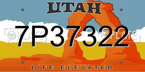 7P37322 Utah License Plate