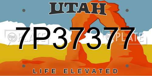 7P37377 Utah License Plate