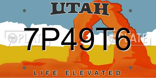 7P49T6 Utah License Plate